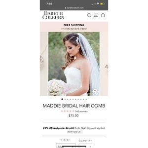 Dareth Colburn Maddie bridal hair comb